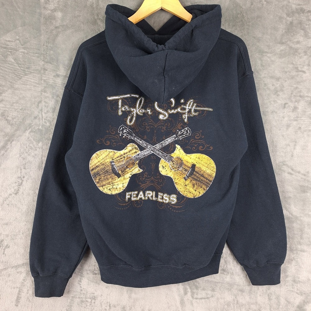 Taylor Swift Hoodie Medium Black Y2K Fearless Tour 2009 Pullover Sweatshirt
